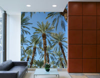 A graceful subtle leaf pattern wall mural in green tones.

