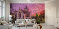 An artistic sunrise theme mural for home decor.

