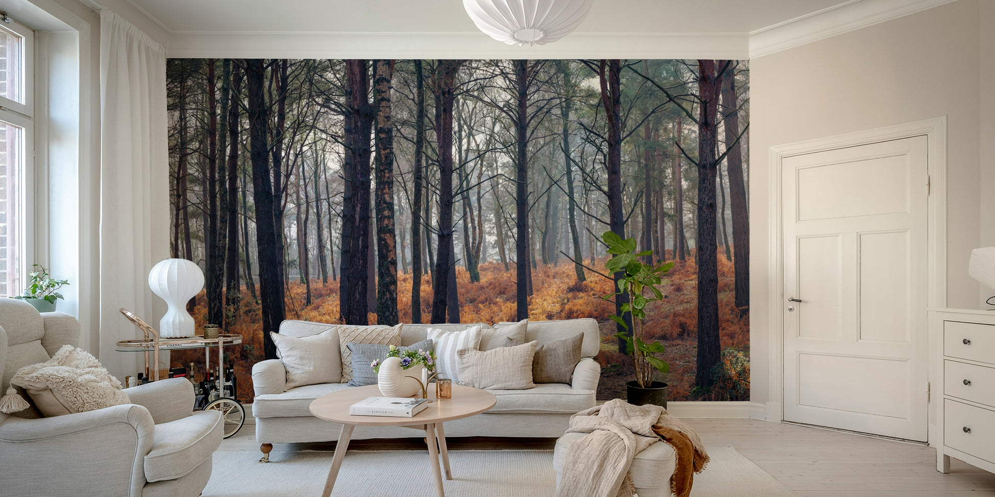 A classic forest wallpaper for walls.

