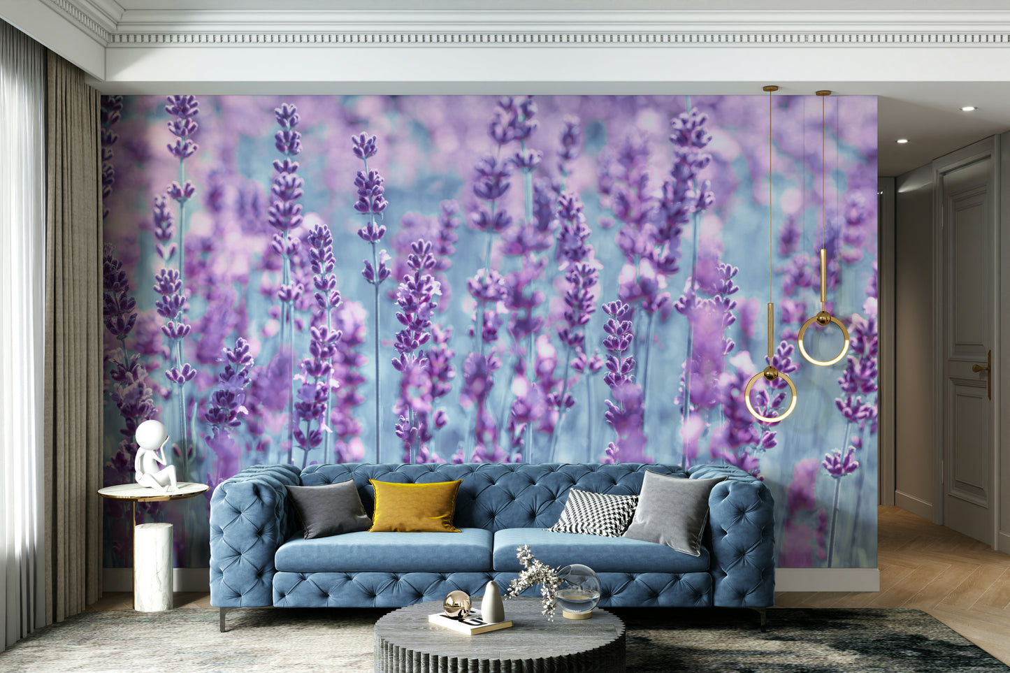 A serene floral dreamscape wall mural for your decor.


