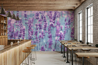 A graceful subtle bloom wall mural in cool, natural tones.

