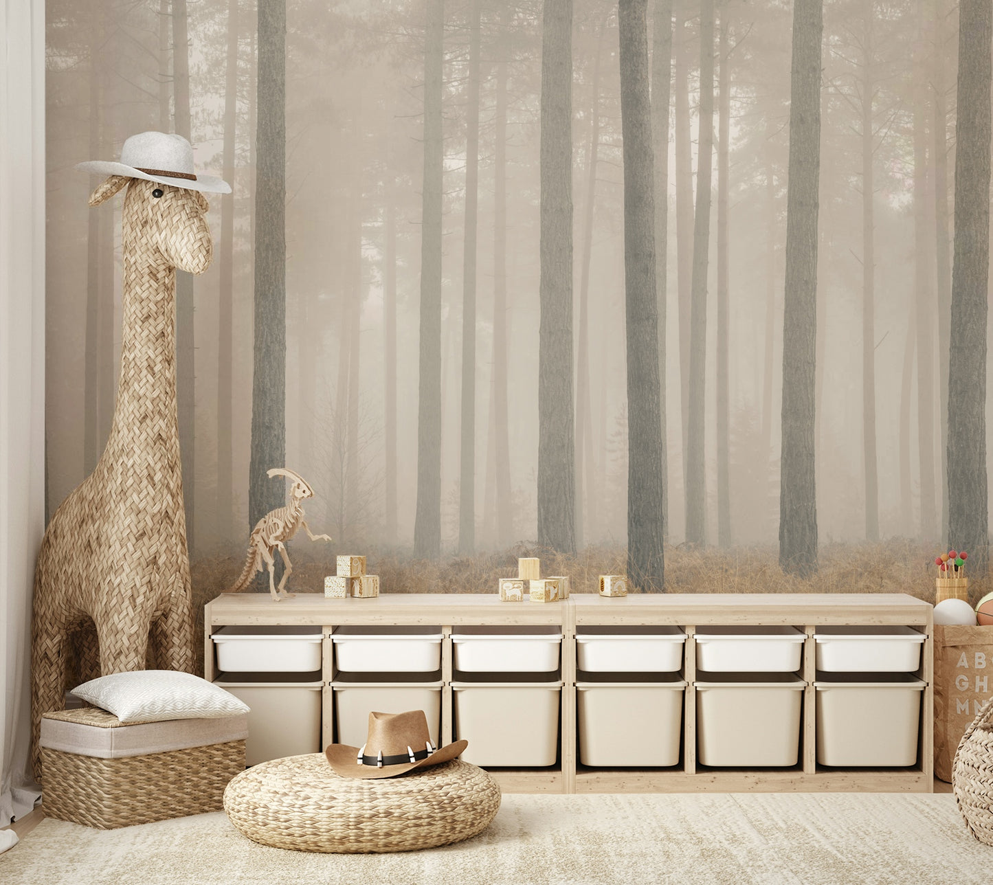 A calming serene design wallpaper mural that defines a space.

