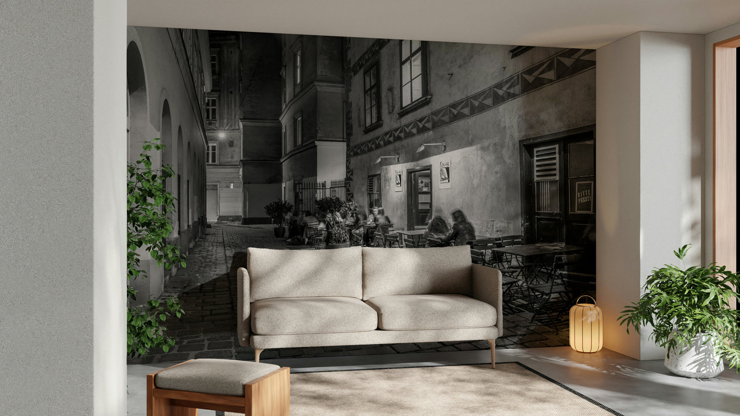 Street cafe in Vienna Wall Mural