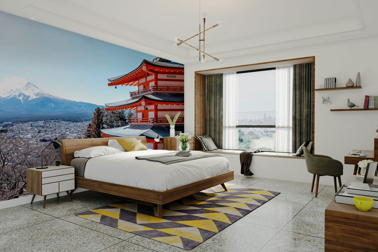 Tranquil Pagoda Peak Wall Mural