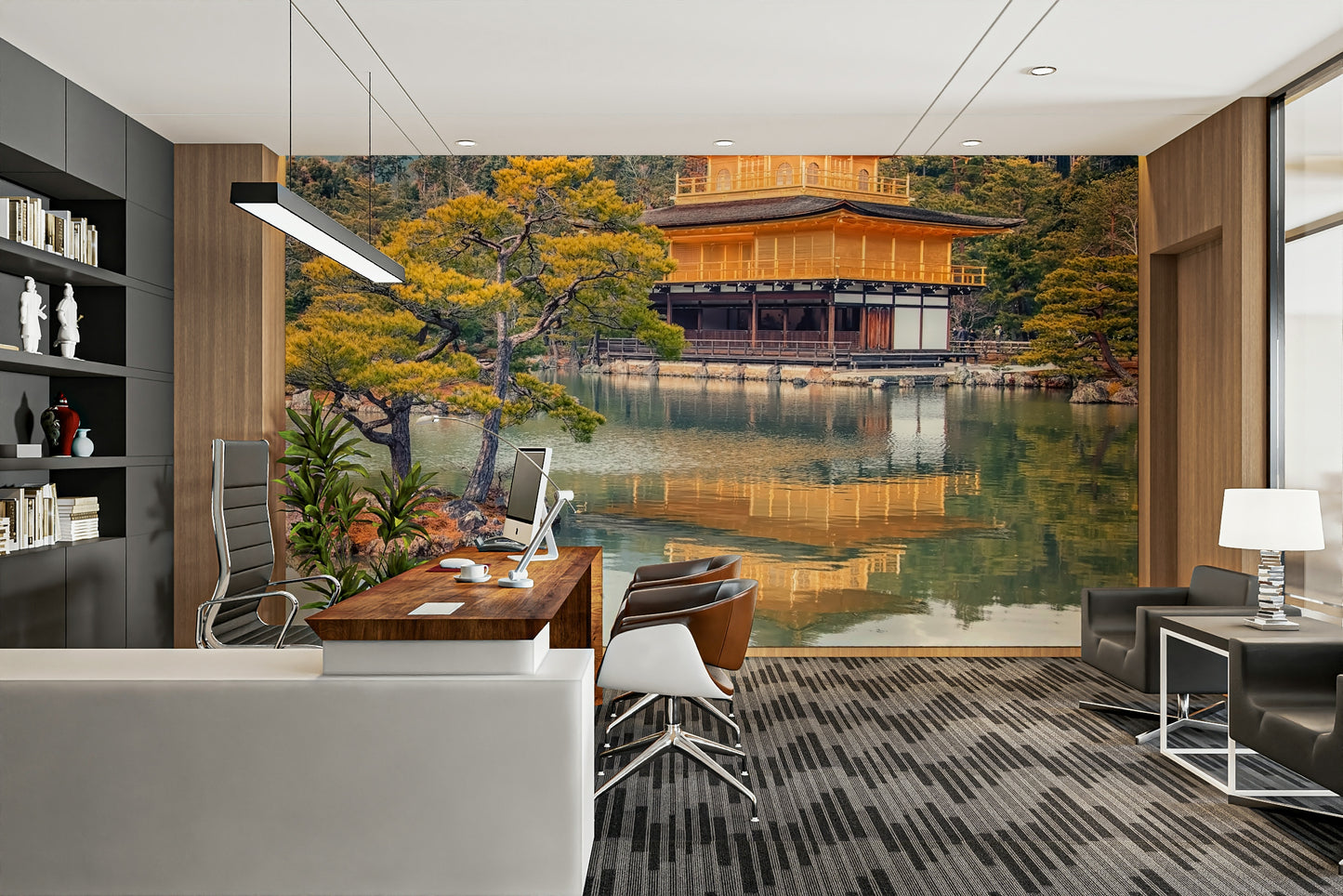 A contemplative Amritsar temple wallpaper mural for a feature wall.

