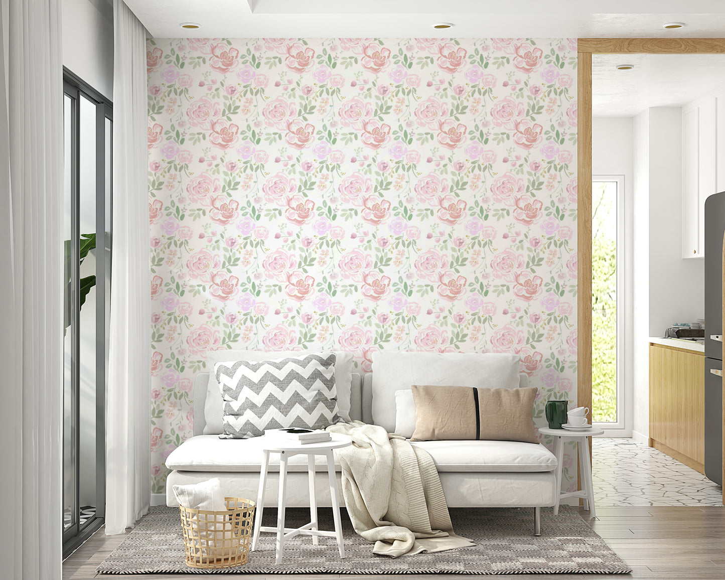 A serene subtle floral wall mural for your decor.

