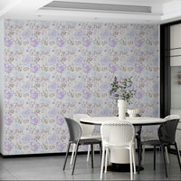 A classic floral wallpaper for walls with a lilac theme.

