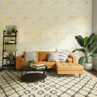 A contemplative flower pattern wallpaper mural for a feature wall.

