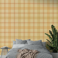 A graceful subtle plaid wall mural in warm, natural tones.

