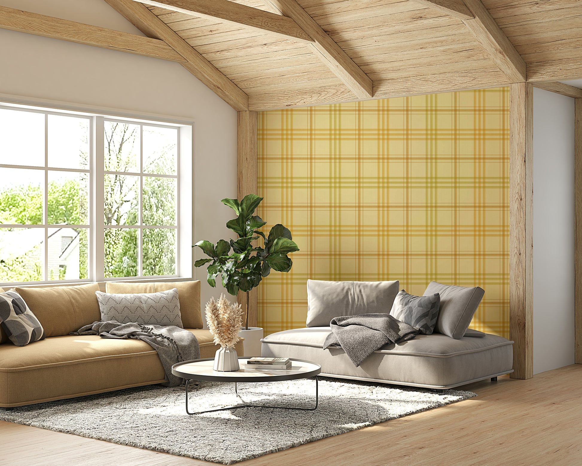 A serene autumnal pattern wall mural for your decor.

