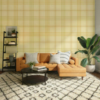 A graceful classic plaid wall mural in warm, natural tones.

