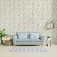 A beautiful wide-angle wall mural of tropical leaves.

