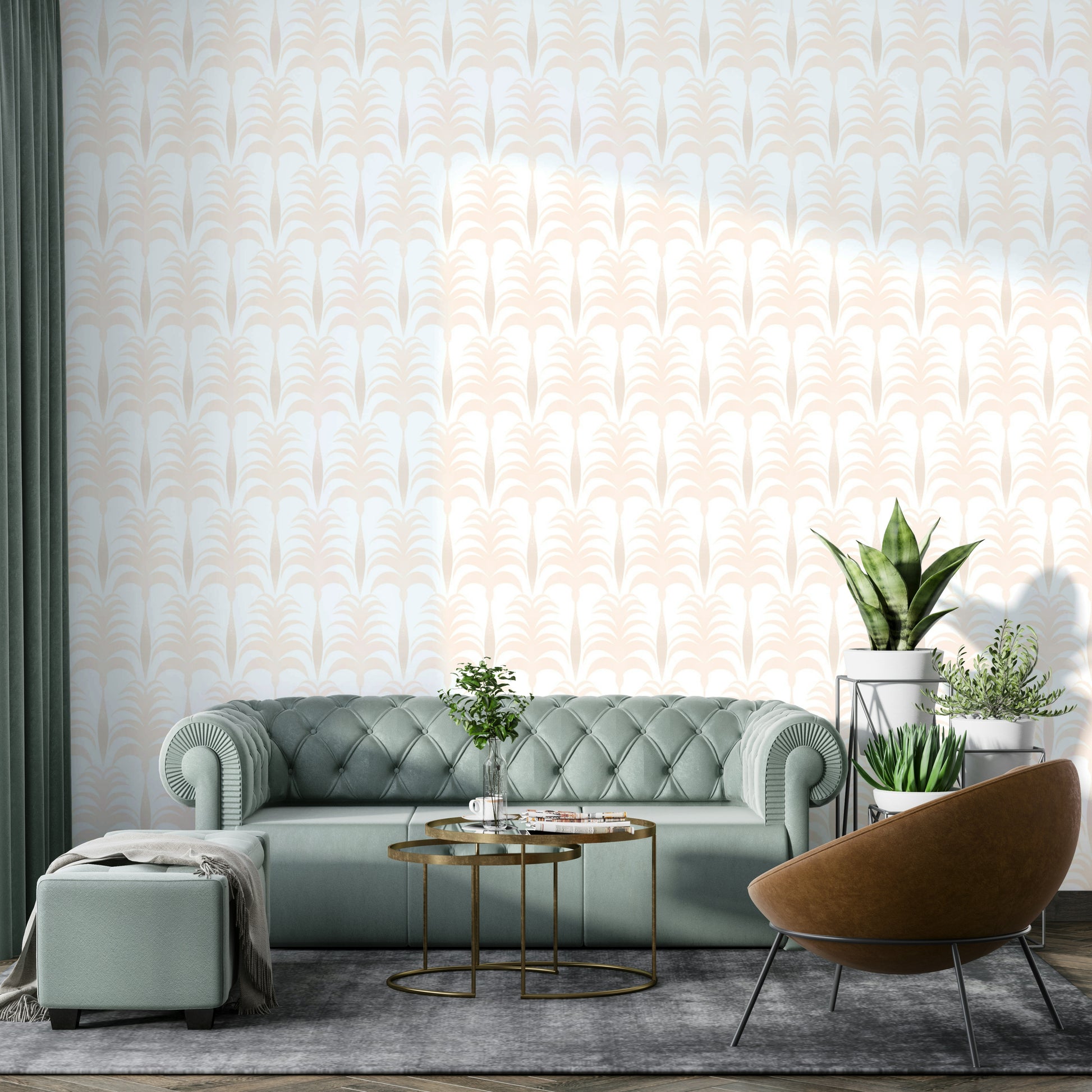 A beautiful coastal palm tree wallpaper mural for a modern home.

