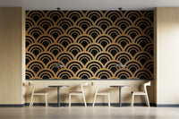 A beautiful modern art wall mural for a living room.

