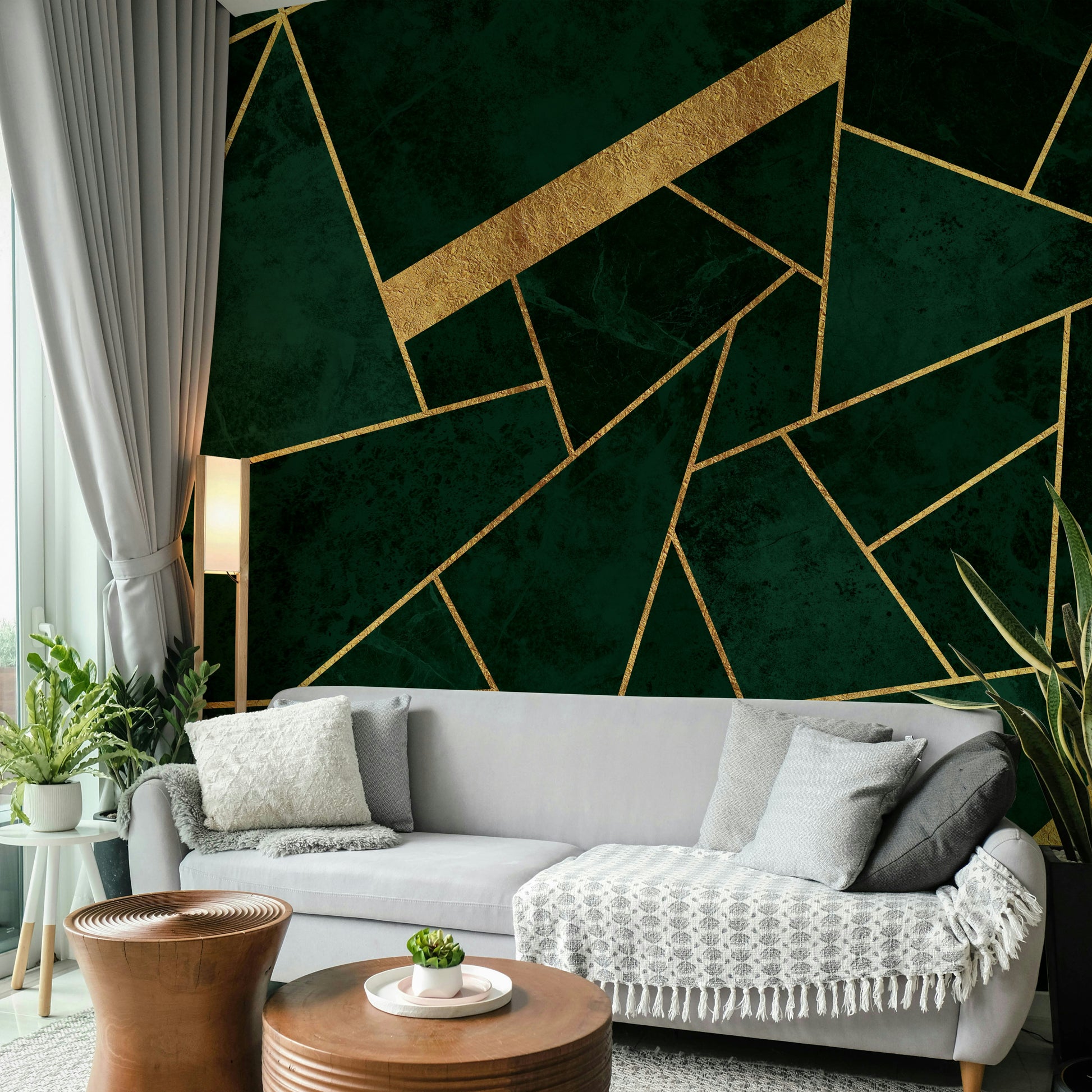 A luxurious jewel tone mosaic wall mural for opulent decor.

