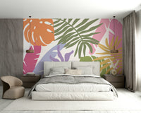 A beautiful tropical bloom wall mural for a living room.

