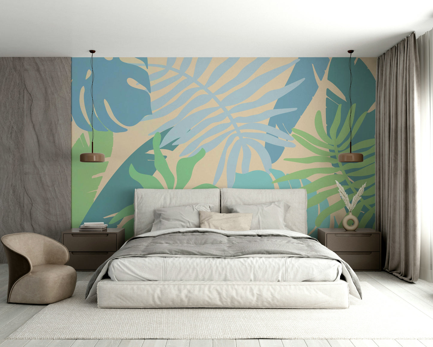 A contemplative coastal design wallpaper mural for a feature wall.

