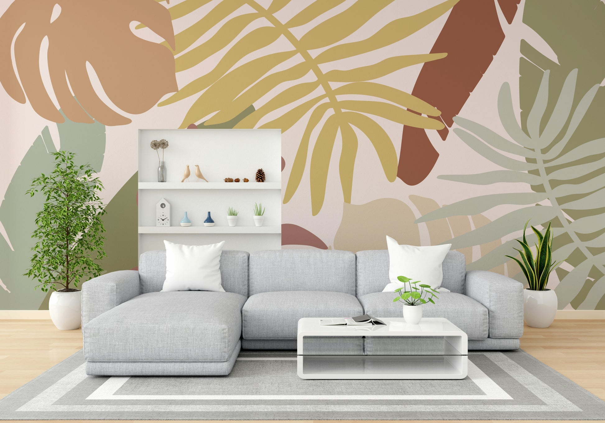 An artistic nature inspired mural for home decor.

