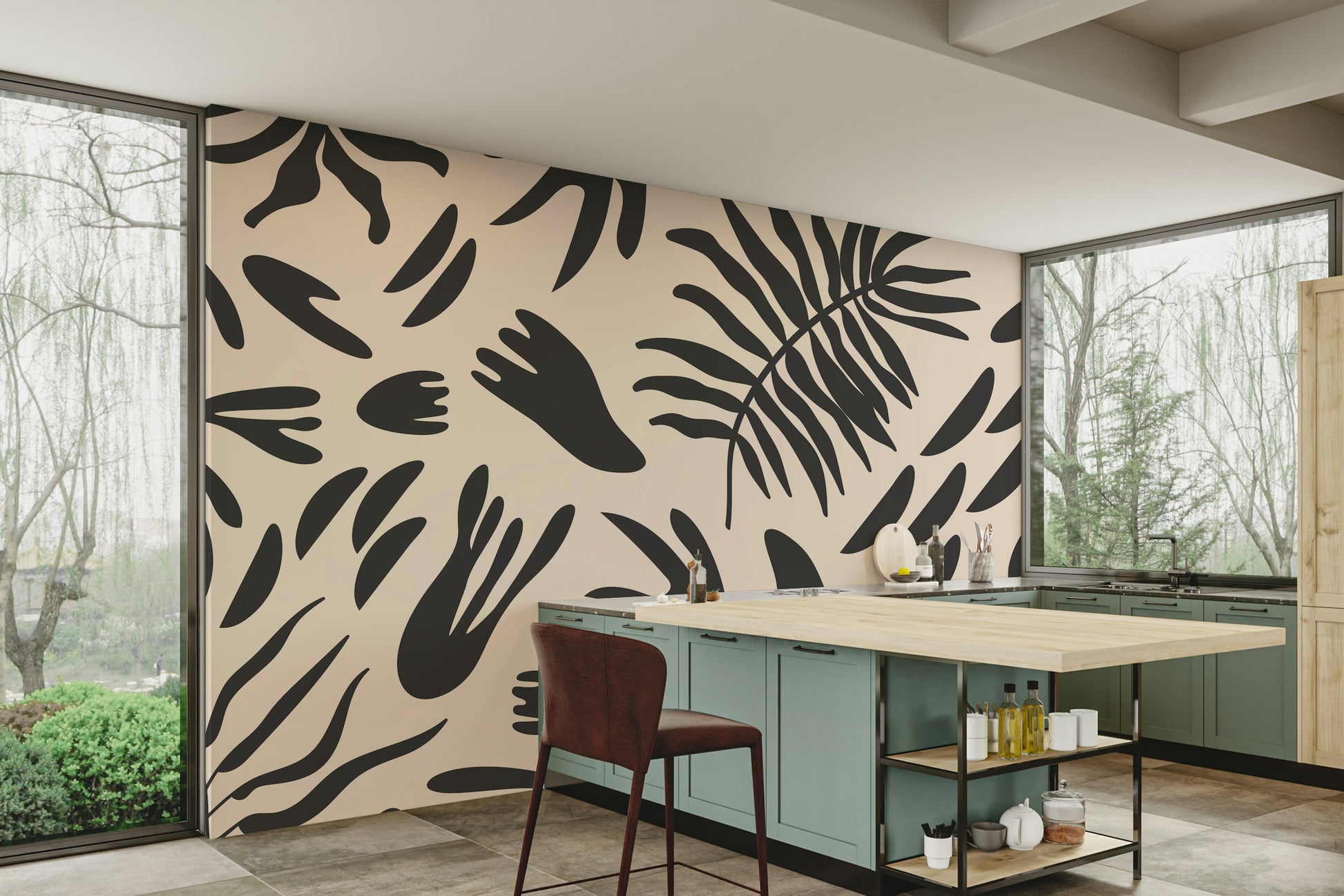 A classic floral design wallpaper for walls.

