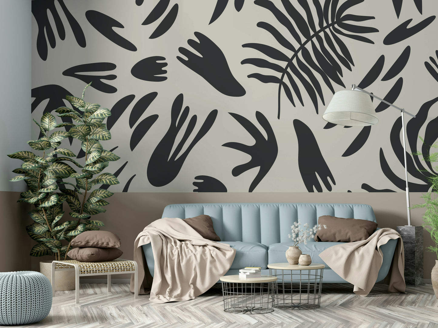 An artistic nature inspired mural for home decor.


