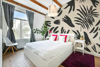 A beautiful modern art wall mural of plant shapes.

