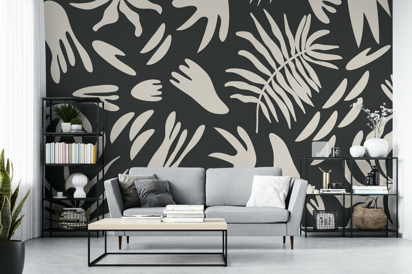 An artistic nature inspired mural for home decor.

