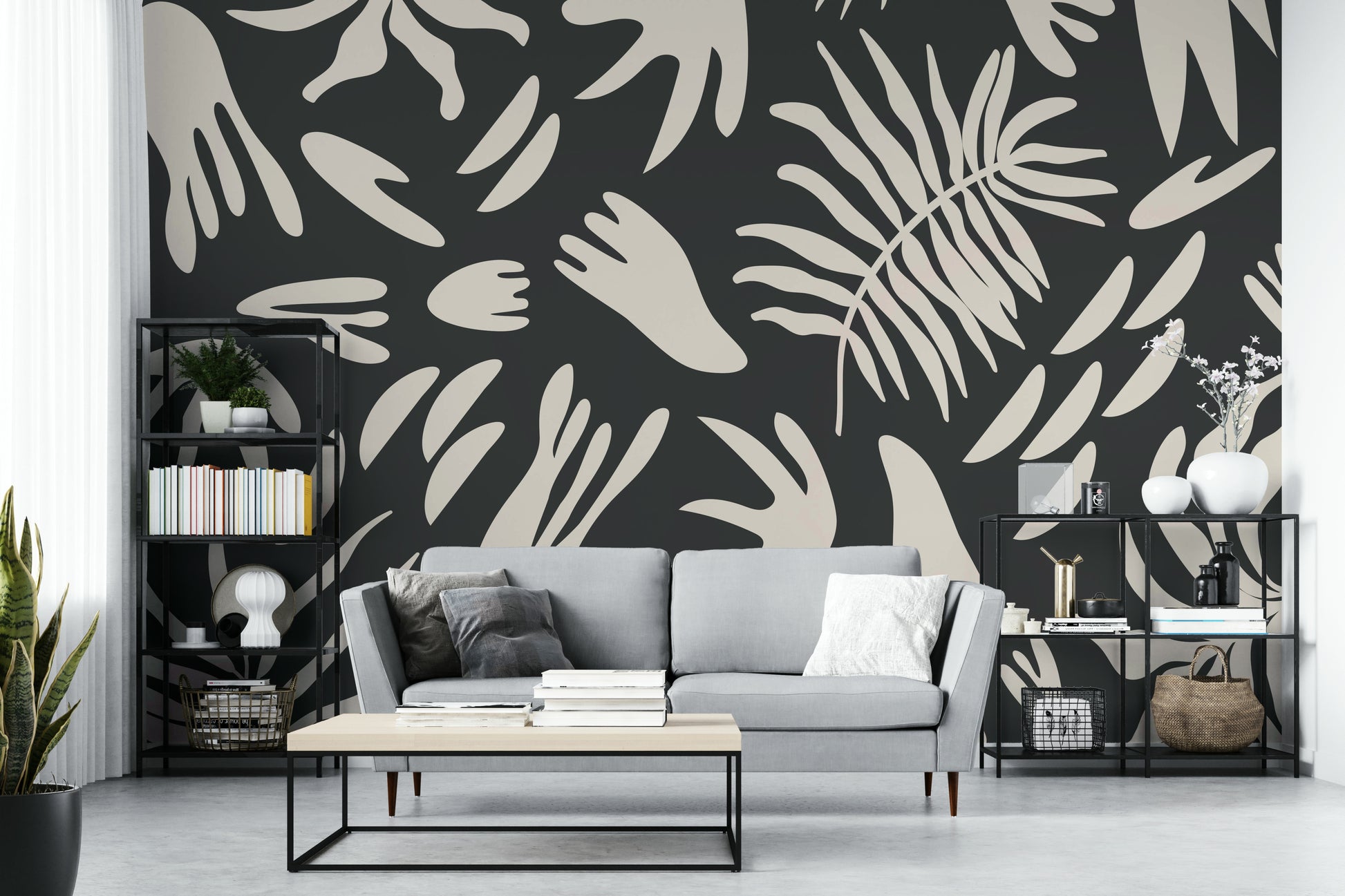 An artistic nature inspired mural for home decor.

