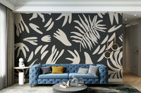 A graceful subtle leaf wall mural in cool, natural tones.

