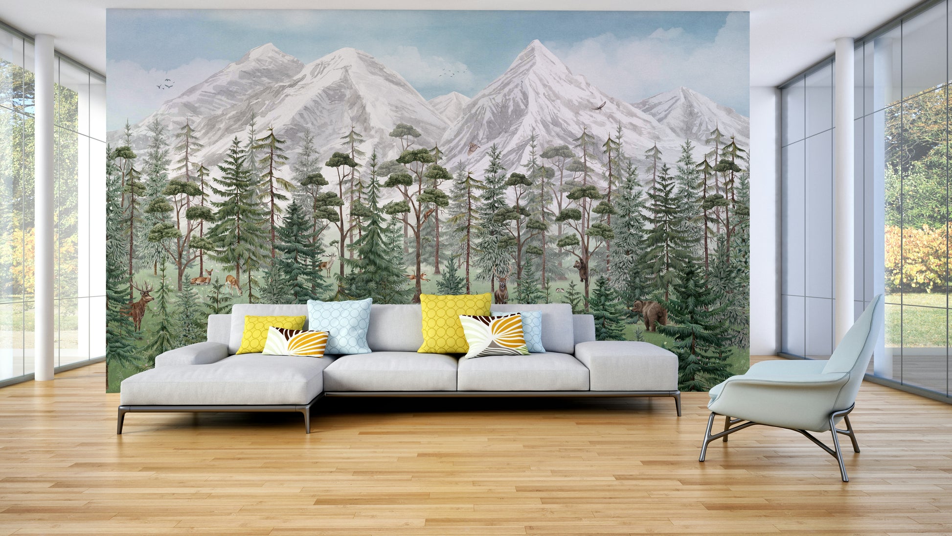 A contemplative forest path wallpaper mural for a feature wall.

