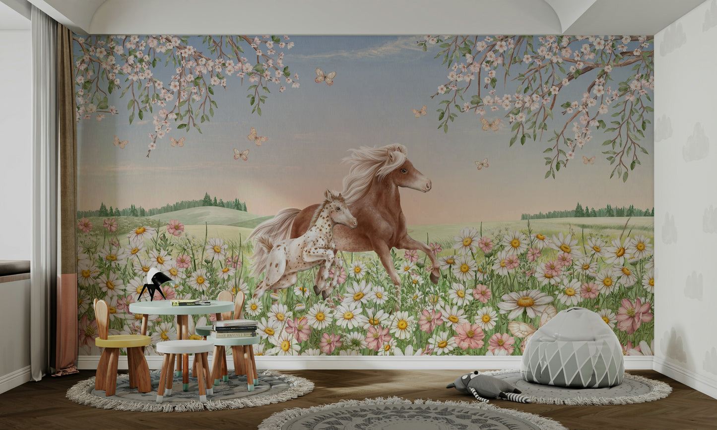 An artistic nature inspired mural for home decor.

