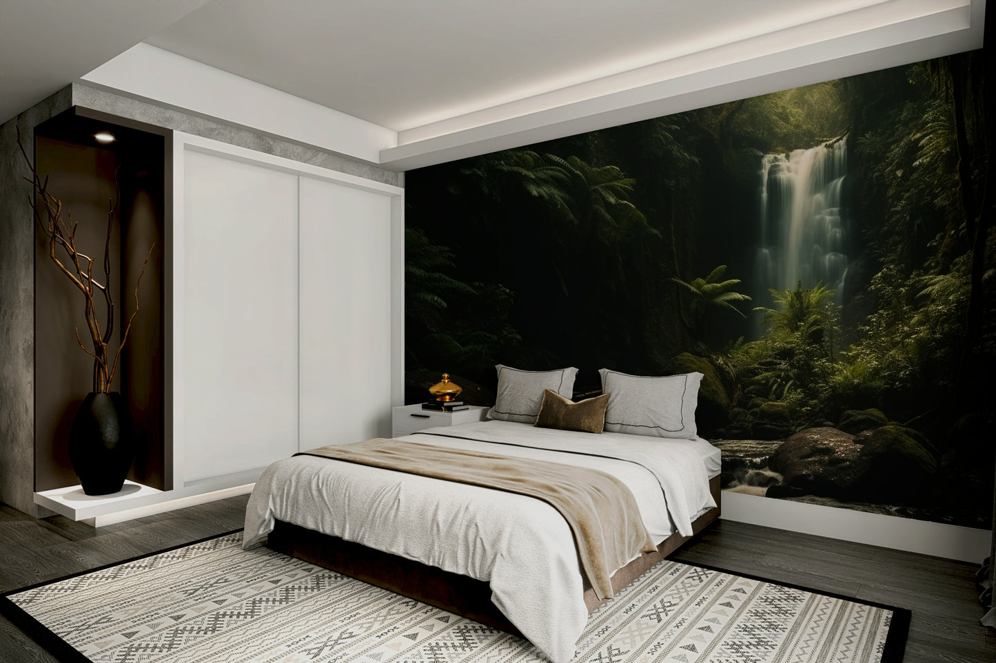 A classic forest scene wallpaper for walls.

