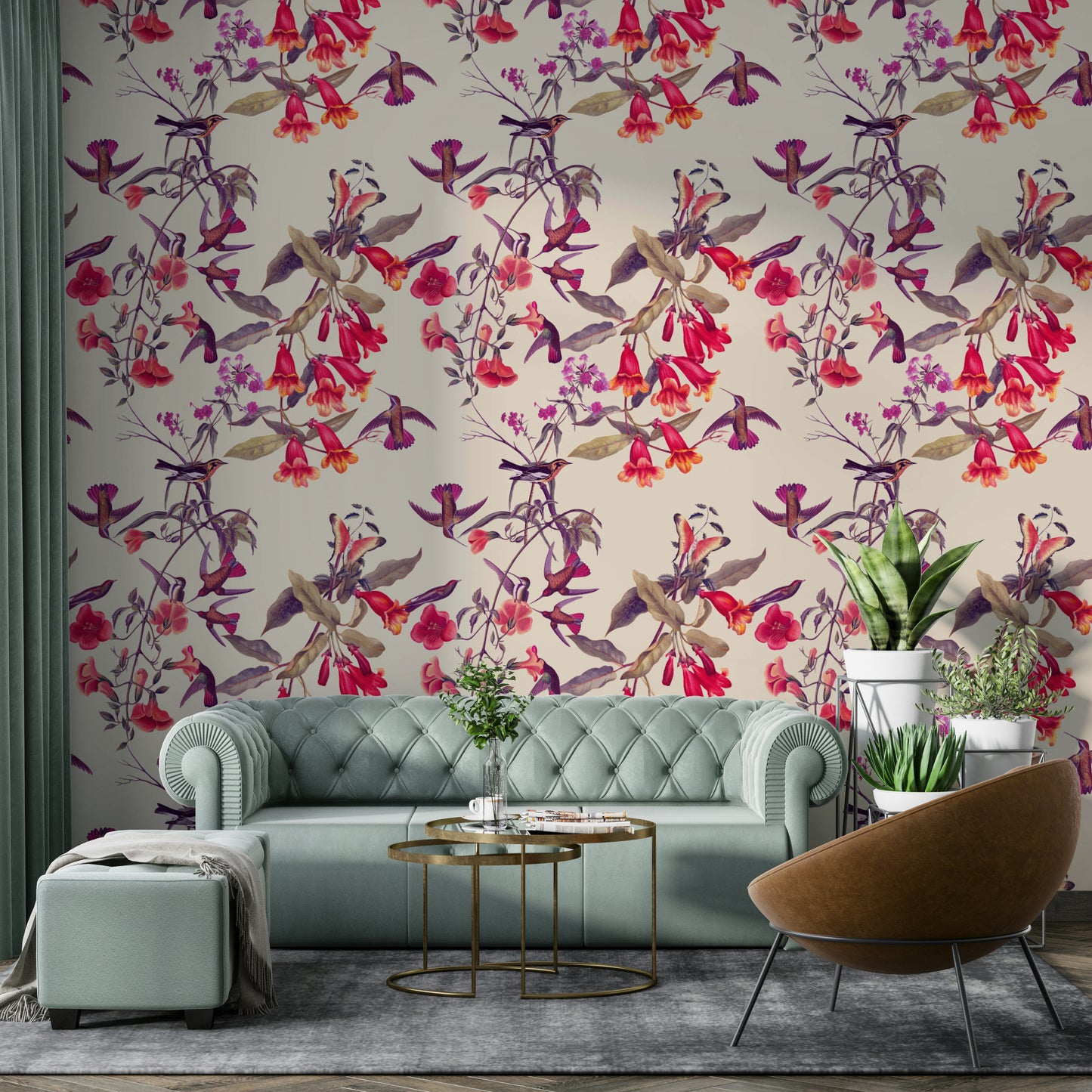 A contemplative hummingbird wallpaper mural for a feature wall.

