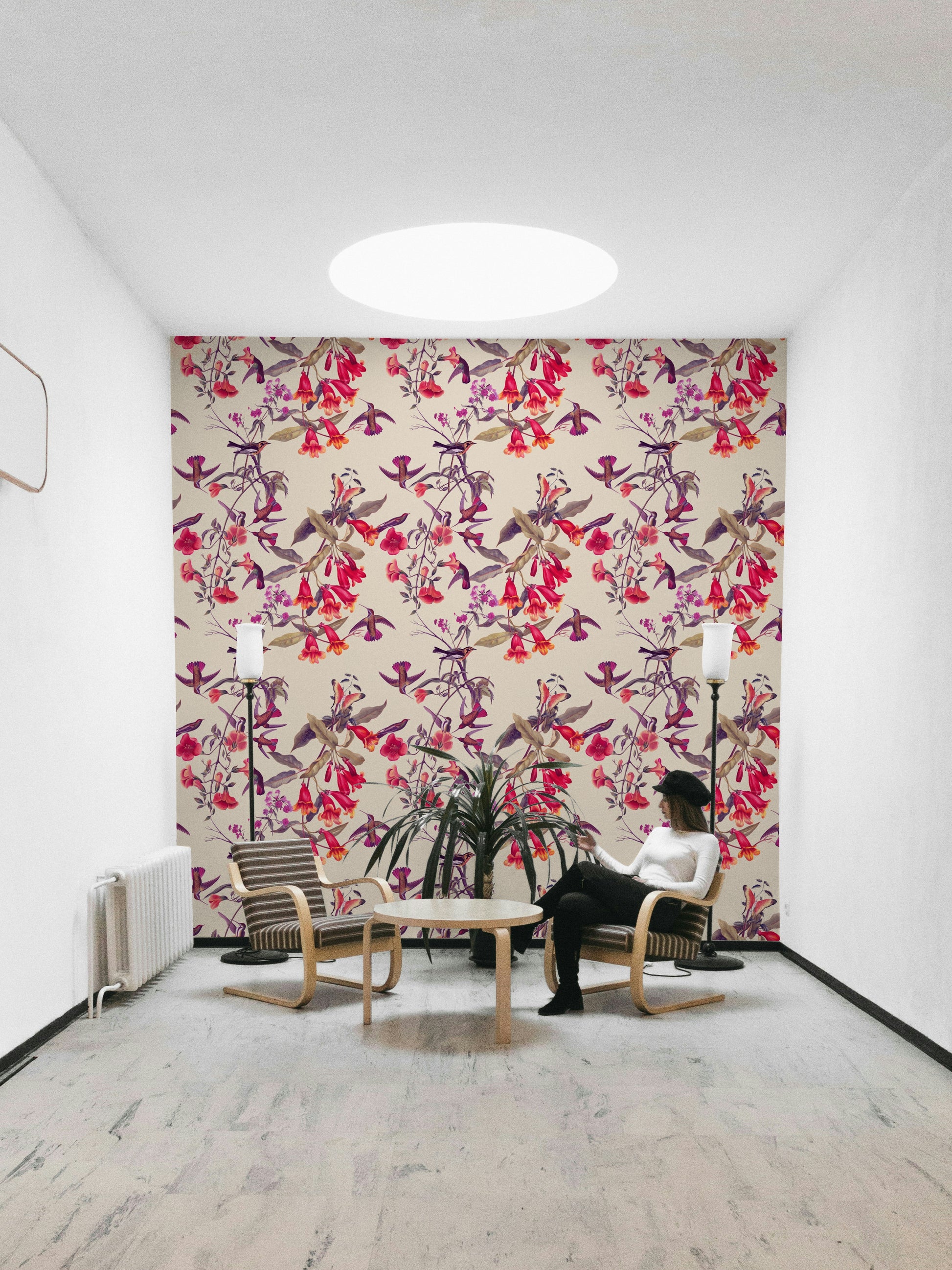 A calming exotic bloom wallpaper mural that defines a space.

