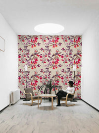 A calming exotic bloom wallpaper mural that defines a space.

