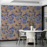 A serene bird and flower wall mural for your decor.

