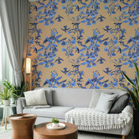 A calming floral design wallpaper mural that defines a space.

