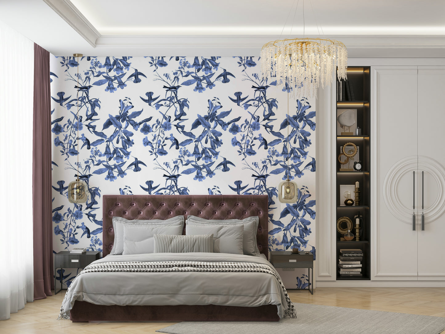 A tranquil bluebell field wall mural for your decor.

