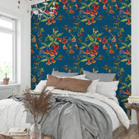 A graceful subtle leaf wall mural in cool, natural tones.

