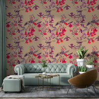 A calming floral design wallpaper mural that defines a space.

