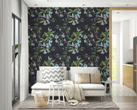 A classic floral wallpaper for walls with a bird theme.

