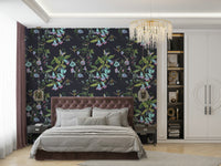 A graceful subtle bird wall mural in bright, vibrant tones.

