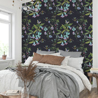 An artistic exotic bird mural for home decor.

