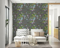 A calming serene foliage wallpaper mural that defines a space.

