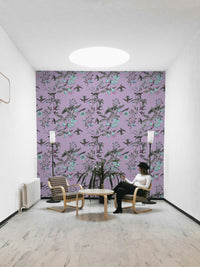 A calming aviary design wallpaper mural that defines a space.


