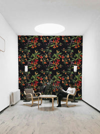 An artistic dark bloom mural for home decor.

