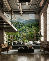 A beautiful serene green hills wallpaper mural for a modern home.

