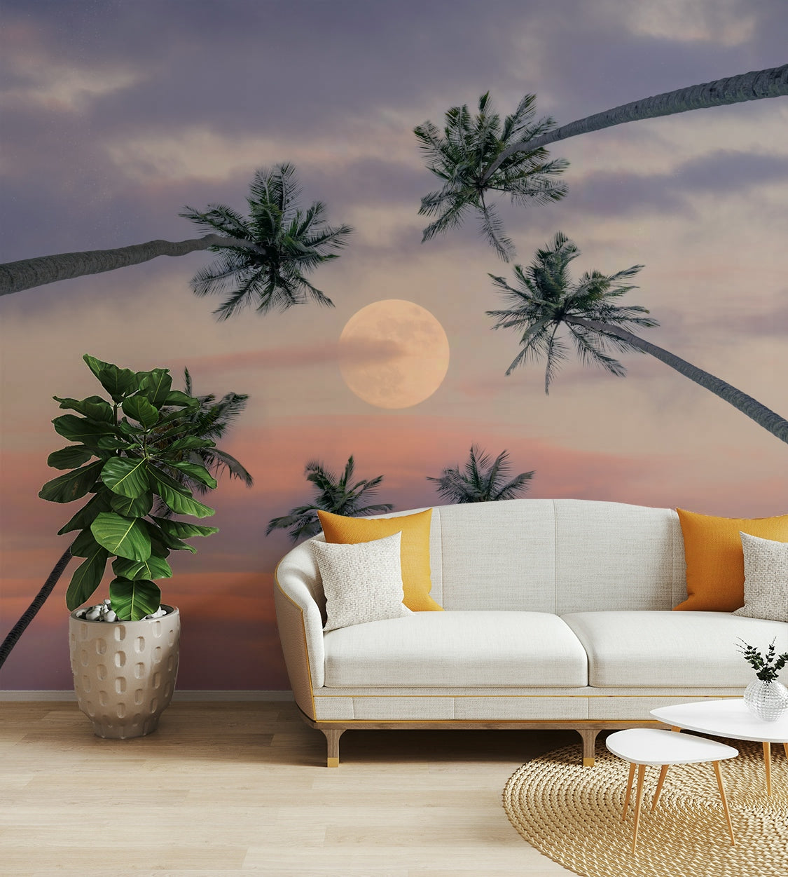 A classic palm leaf design wallpaper for walls.

