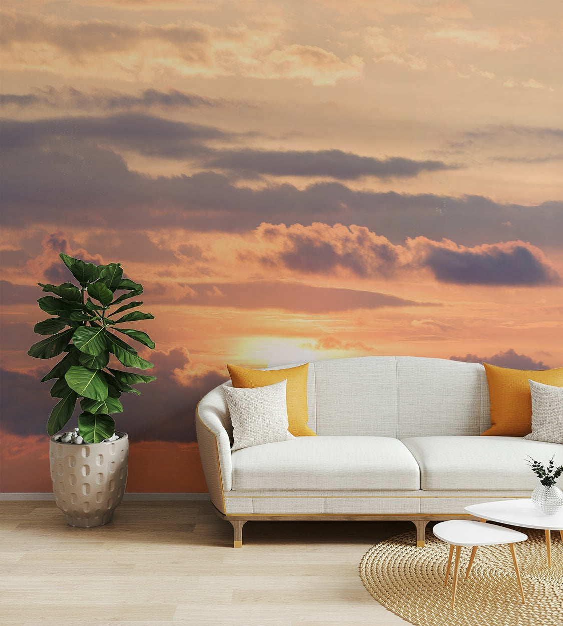 A beautiful modern sky wall mural for a living room.

