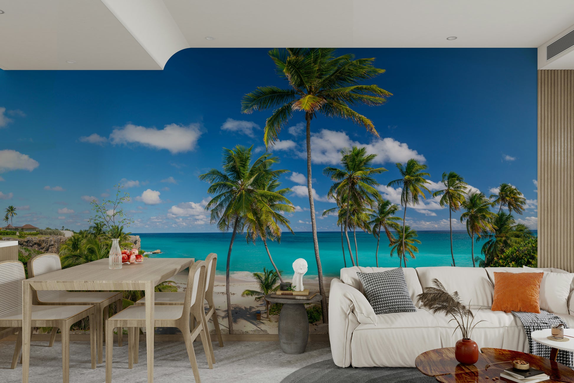 A beautiful panoramic view wall mural for a living room.

