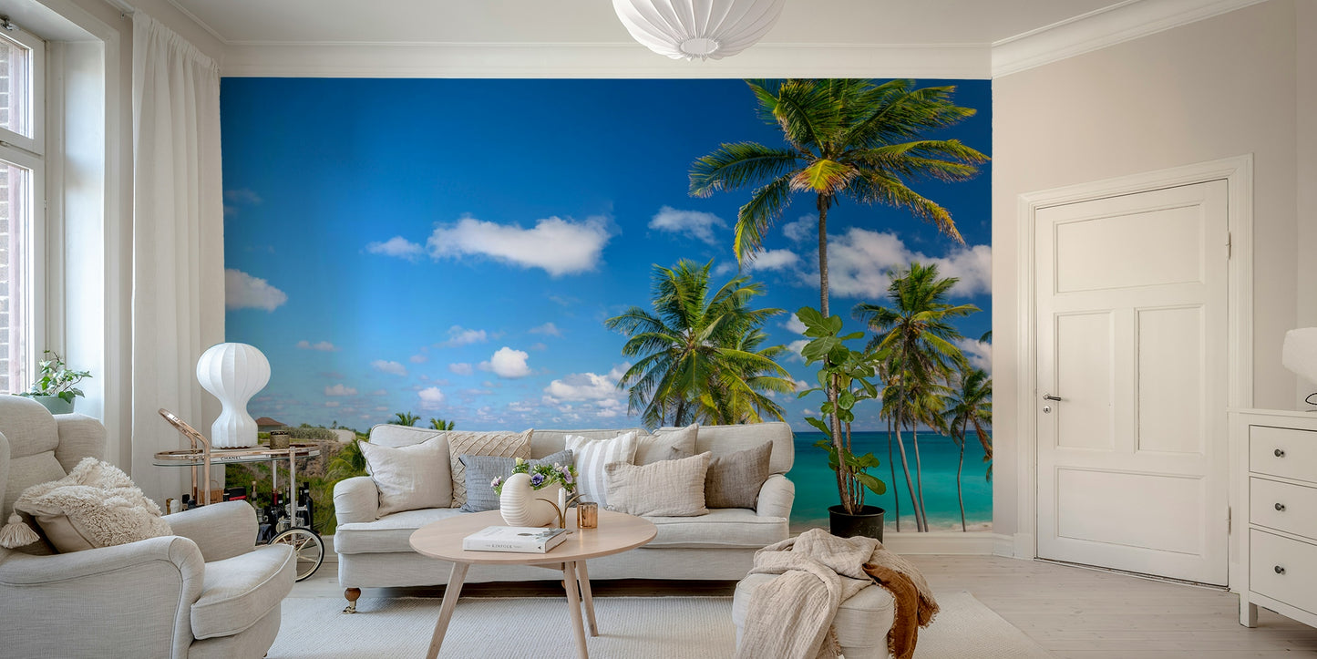 A contemplative exotic beach wallpaper mural for a feature wall.

